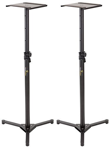 Soundsation SMON-100 coppia di supporti per studio monitor in acciaio, con basi richiudibili, altezze regolabili e piedini conici