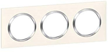 LEGRAND - Plaque dooxie Carrée - Plaque de Finition pour Prises et Interrupteurs dooxie - Fabriqué En France - 3 Postes - Bague Effet Chrome - Blanc Mat