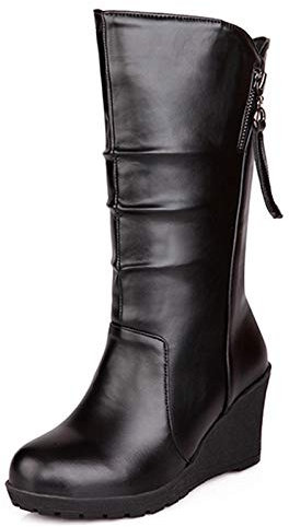 Cocey Damen Keilabsatz Langschaft Stiefel (Schwarz, 49 EU)