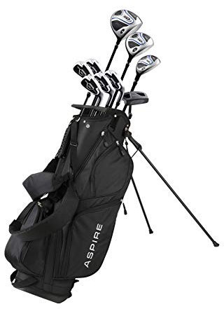 Aspire XD1 Komplettes Herren-Golfschläger-Set, inkl. Titanium Driver, SS Fairway, S.S. Hybrid, SS 6-PW Eisen, Putter, Tasche, 3 H/C's, Rechts- und Linkshänder Golfschläger