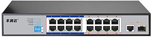 Hored AI6016 - Smart Switch Poe a 18 Porte, 16 Porte Poe, 1 Porta SFP, 802.3af, 802.3at, 48 V, 150 W, Trasmissione Fino a 250 Metri, funzioni Smart