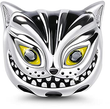 GNOCE Tierkopf Bead Charms 925 Sterling Silber Charms Schmuck mit Zirkonia Bijouterie für Frauen Männer Mädchen (Cheshire Cat)
