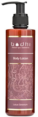 BODHI® Körperlotion Lotus und Geranium 250 ml | Creme mit blumigem Duft, mit natürlichen Ölen, in Bio-Qualität, 98% natürlich