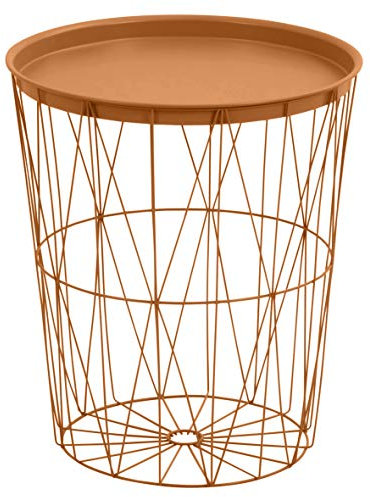 greemotion Drahtkorb-Tisch mit Tablett, Stahl, Ø ca. 40 cm, Höhe ca. 46 cm