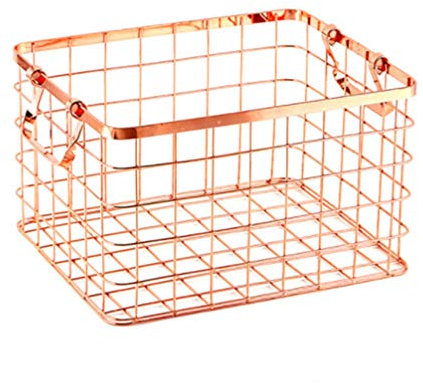 YARNOW Eisen Aufbewahrungskorb Metall Wäschekorb Rustikaler Einkaufskorb Diversifizierter Gebrauchskorb für Das Home Office (Roségold Größe)