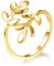 ELBLUVF Edelstahl 18 K versilbert Gold Frau Blättern Laurel verstellbar AST Ringe