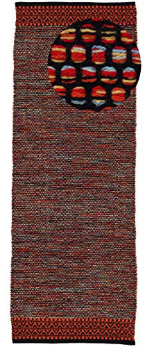 carpetfine Baumwollteppich Kelim Mia Läufer Orange 75x240 cm | Moderner Teppich für Wohn- und Schlafzimmer