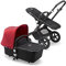Bugaboo Cameleon 3 Plus: Vielseitiger 2-in-1 Kinderwagen mit drehbarem Lenker für eine komfortable Fahrt, Liegewanne, 0-4 Jahre, schwarzes Fahrgestell & rotes Sonnendach