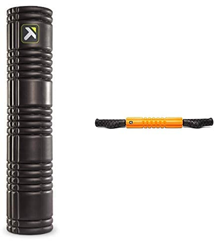 TriggerPoint Grid 2.0, Rouleau en Mousse Avec Instrusctions Vidéos en Ligne, Noir, 26''/66cm & Performance Grid STK, Rouleau en Mousse de Poche à poignées, Orange, 24''/53cm