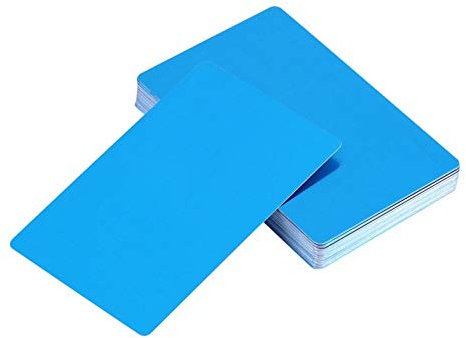 50 x Metall Visitenkarten Rohlinge, Metall Karten, Blau, Lnkjet- und Lasermarkierung Geeignet, Wasserfestes Aluminium, Gravierte Businesskarten für Büro und Office