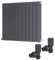 Warmehaus 600 x 750mm Anthracite Double Flat Panel Horizontal Radiator with Angled Valves