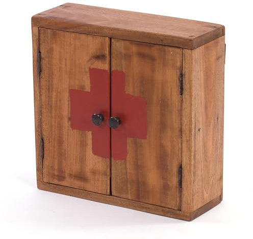 MEDIZINSCHRANK Medic 35 | 35x35x13cm (HxBxT), Mahagoni | Wandschrank im Shabby Chick Design, Arzneischrank, Erste Hilfe Schrank aus Holz | Farbe: 08 honigfarben gewachst