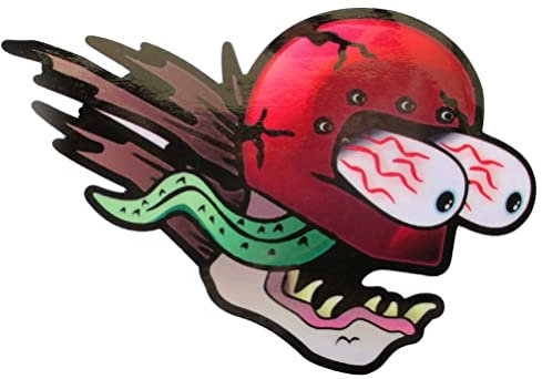 hotrodspirit - Sticker Monster mit Zunge und Helm, rot, 13 x 9 cm