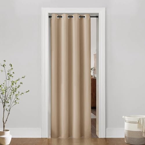 Türvorhang mit Ösen, 96,5 x 203,2 cm, Beige, 1 Schiebe