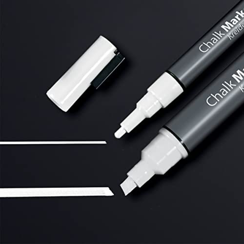 SIGEL BA176 Kreidemarker weiß, 2 Stück, 1x Rundspitze 1-2 mm, 1x Keilspitze 1-5 mm, abwischbar