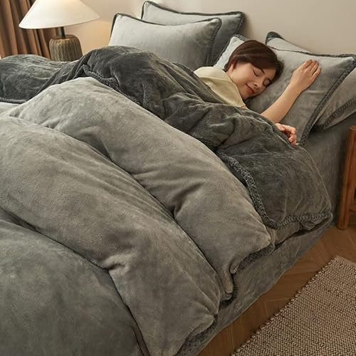 TGPOLI BettwäSche Winter,Doppelseitiges Bettbezug-Set Aus Wolle, Kinder-Erwachsenen-Bettbezug-Set, Weihnachtsgeburtstagsgeschenk,G,220 * 240cm (4pcs)