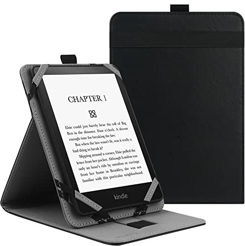 VOVIPO Universal Protective Case for 6 6.8 7 eReaders, Folio Stand Cover with Handstrap Compatible with Kobo/Tolino/Pocketook/Sony/paperwhite 6/6.8/7 inch ebook reader-Black
