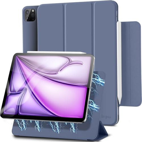 Sripns Funda magnética para iPad Air de 13 pulgadas M3/M2 (2025/2024) y iPad Pro de 12,9 pulgadas (2022/2021/2020), funda protectora ultra delgada con soporte triple y apagado automático - morado