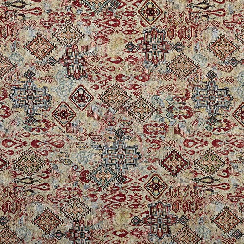 Kt KILOtela - Polsterstoff, Jacquard Gobelin, Stuhlbezug, Kissen, Kopfteil, Sofa, Taschen, verschleißfest, Nähen, 100 cm lang x 280 cm breit, Kilim, mehrfarbig - 1 Meter