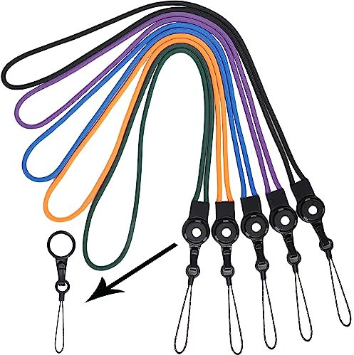 YOUOWO Lot de 5 cordons tour de cou amovibles pour stylo, téléphone, badges, clés, badges, cartes d'identité, cellules, clés USB, sifflets, iPod