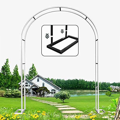 Arche Jardin Aluminium Largeur, Arche À Rosiers Métal, Filet À Plantes Grimpantes, Filet de Treillis, pour Récolte de Concombres, Légume, Vignes, Plantes Grimpantes,Blanc,120x220x40CM
