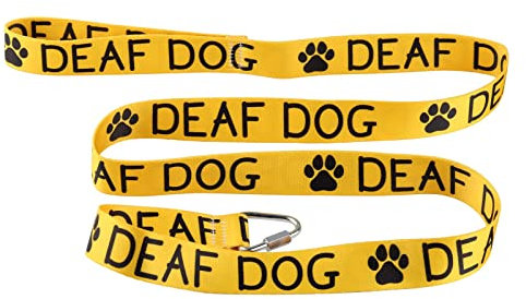 LEVLO Hundeleine mit Hörbehinderung, Gehörschutz, 150 cm, Gelb, für Hunde