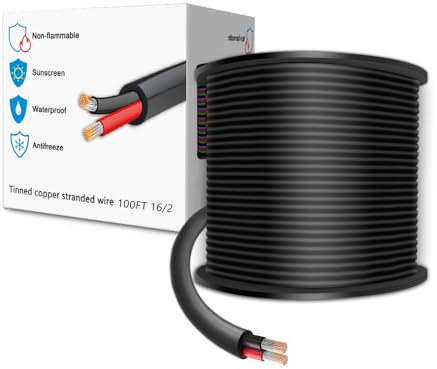 LEADTOPS 30.48M 16 Gauge 16/2 Cavo Elettrico a 2 Conduttori Cavo a 2 Pin 2x1,3mm² per Luce a LED, Automotive, Attrezzature per barche