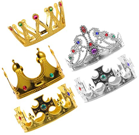 Abaodam 5st Krone Stirnband Kopfschmuck Partyhüte Kronen Vintage Kronen Stirnband Königs- Und Königinkronen Queen-stirnband Kronen Aus Kunststoff Königskrone Prinzessin Gold Kind Plastik