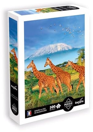Calypto 3907304 Giraffen, 500 Teile XL-Puzzle mit Soft-Touch, große Puzzleteile mit samtiger Oberfläche, für Erwachsene und Kinder ab 8 Jahren, Afrika, Savanne, Kilimandjaro