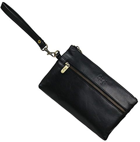 Gigi Damen-Clutch aus weichem Leder mit Handschlaufe, Schwarz, Einheitsgröße