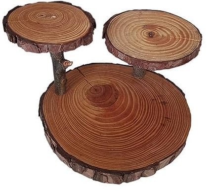 3 Tier Rustic Wood Slice Cupcake Stand Natural Wooden Cake Stand Dessert Display For Party Birthday Shower Wedding Decor Baby