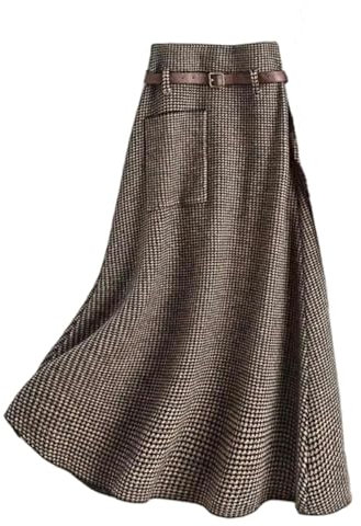 Strickrock Damen Herbst- Und Winter -Faux -Wollrock Für Frauen Mit Hoher Taille Gestrickter Rock Moderock-Kaffee (DE/NL/SE/PL, Alphanumerisch, XL, Regular, Regular, Kaffee)