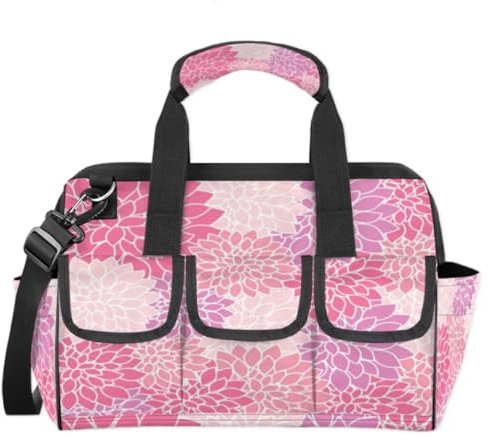 Tavisto Sac à outils rose floral homme - Sac à outils robuste et étanche à large ouverture femme - Sac de rangement outils de grande capacité électricien, charpentier, mécanicien, divers