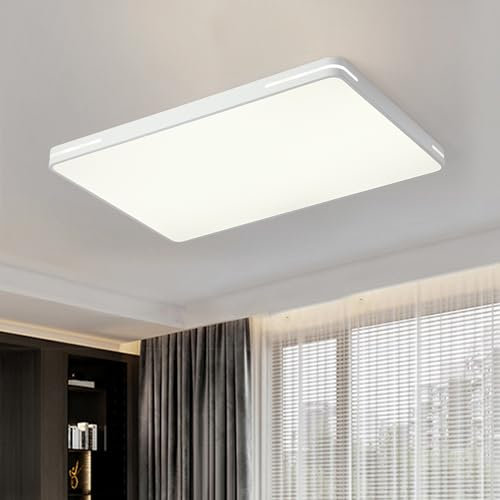 Style home Deckenleuchte LED Deckenlampe 192W dimmbar mit Fernbedienung, warmweiß bis kaltweiß einstellbar, Rechteckige Leuchte für Wohnzimmer Schlafzimmer Büro (Weiß, 90 * 60 * 6cm)