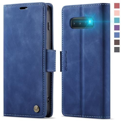 XYGLOW Handyhülle für Samsung Galaxy S10 Hülle Klappbar Premium PU Lederhülle Klapphülle【RFID Schutz】 Kartenfach Standfunktion Schutzhülle für Samsung S10 Flip Case Wallet Tasche Cover, Blau