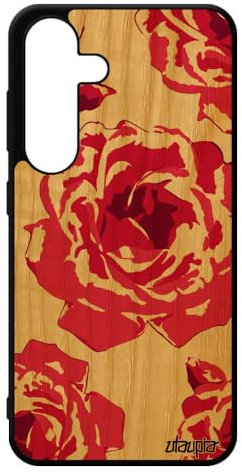 utaupia Coque Bois Rose Fleur pour Samsung Galaxy S24 Silicone Tatouage Rose Portable Telephone Floral Pas Cher Love Romantique petale de de