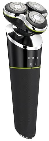 Melissa Infinity16680051 Rasoir électrique pour homme - Tondeuse à barbe - Trois têtes rotatives - Batterie intégrée - Indicateur de charge - Support de charge - Noir