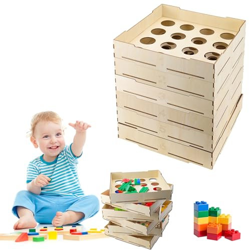 Abnaok 6-Tray Sorter & Sifter Box for Lego Blocks, Sorting Storage for Different Size Blocks, Gift for Lego Lovers, Teens & Adults
