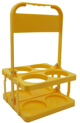 harayaa Sports Water Bottle Carrier Squeeze Bottle Carrier with Handle 4 Compartments Water Bottle Holder for Football Team Sports, Yellow