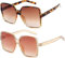 Dollger übergroße Quadratische Retro Sonnenbrille Damen Herren Große Mode Brille Schattierungen für Männer Frauen UV-Schutz,Braun+Leopard