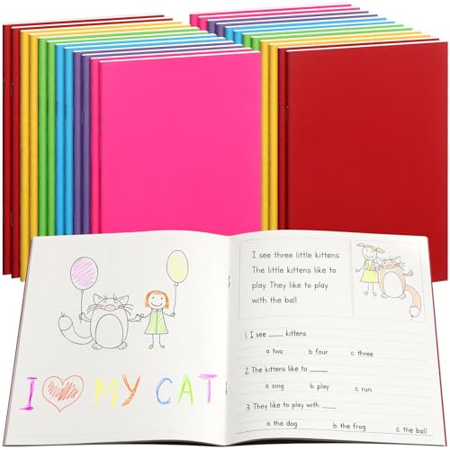 MotiMind 24 Pcs Blank Notebooks for Kids to Write Stories Colorful Blank Books Bulk Journal Notebooks for Students Paperback Books Drawing Page Primary Elementary Arts Crafts 5.5 x 8.3