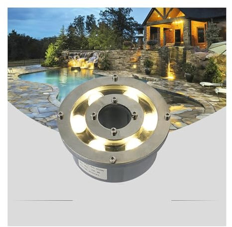 LGJEGD Springbrunnen Licht 12V LED Unterwasser Mittelloch Springlicht, 6W Ring Rund Pool Licht (Yellow)