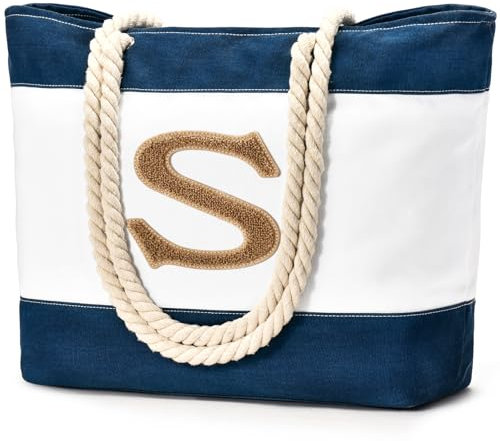 oscaurt Strandtasche Groß Tote Taschen Damen Bag Shopper Reisetasche Wasserdicht Weekender Strandtasche XXL Familie Faltbare Umhängetasche Sporttasche Geschenke für Frauen (S, Dunkelblau)