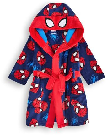 Marvel Spider-Man Dressing Gown For Boys | Kids Superhero Blue Red Pyjamas Bathrobe | Comics Robe Clothing Gift