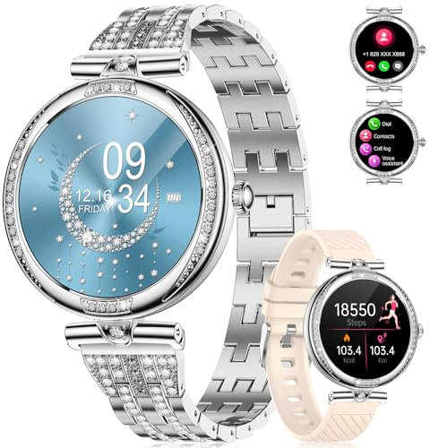 LIGE Damen Smart Watch Bluetooth Anrufe für Android iOS Sport Fitness Activity Tracker Damen Smartwatch 1.19 AMOLED Always-on Display Diamant Frauen Smartwatch Herzfrequenz Schlaf Monitor