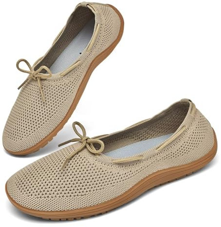 Geweo Bailarinas Mujer Zapatillas Bailarina Punta Redonda para Women's Ballet Flat Barefoot Shoes Upper Transpirable de Punto Zapatos Cómodo Suave Púrpura 39 EU