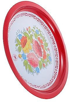 PHENOFICE Retro Servierplatte Rot Vintage Obst Gemüseplatte Für Zuhause Hotel Und Feierlichkeiten Robust Und Vielseitig Für Tisch Dekoration Und Speisenpräsentation