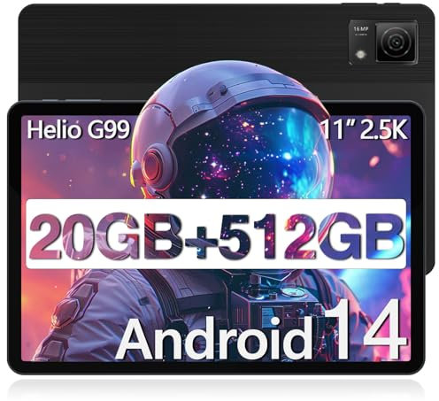 DOOGEE T40 Tablet 11 Zoll,20GB RAM+512GB ROM/2TB TF, Tablet Android 14, Helio G99 Octa-Core Gaming Tablets, 2,5K Display, Dual 4G SLM Tablets Pc, 5G WiFi/8580mAh/18W/16MP/Face lD/GMS/GPS