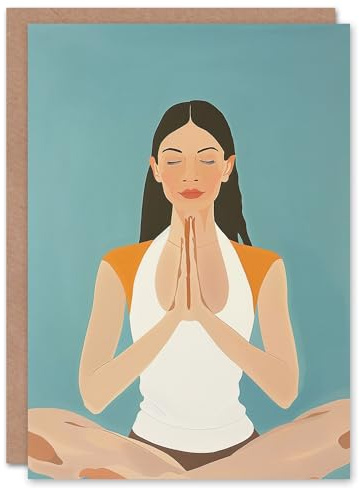 Artery8 Anjali Mudra Zen Praying Hands Yoga Pose Blank For Him Or Her Art Birthday Card
