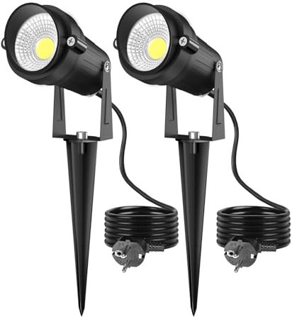 nipify Spot LED Exterieur, Blanc Froid 6000K Éclairage de Jardin, Étanche Spot Exterieur Led pour Terrasse, Cour, Arbre, Pelouse, Plantes, Chemin, Garage, Patio Lot de 2